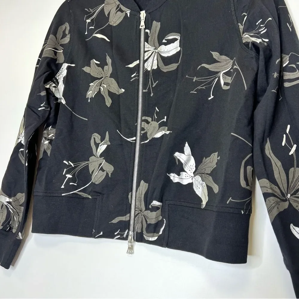 Dries Van Noten Floral Print Bomber Style Cotton Jacket Black XS
